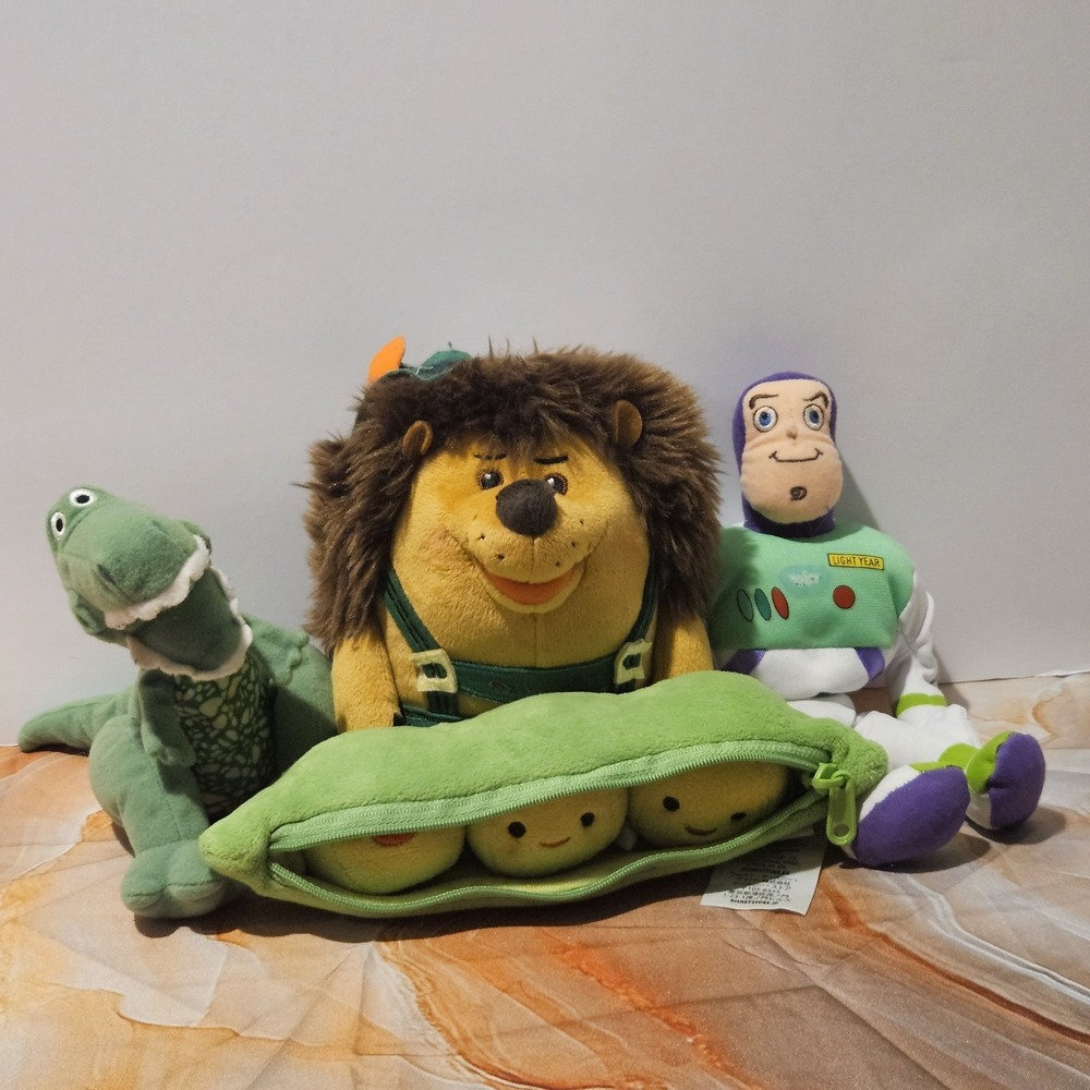 Disney Toy Story Plush Lot Buzz Rex Bean Bag Mr Pricklepants Peas in a Pod